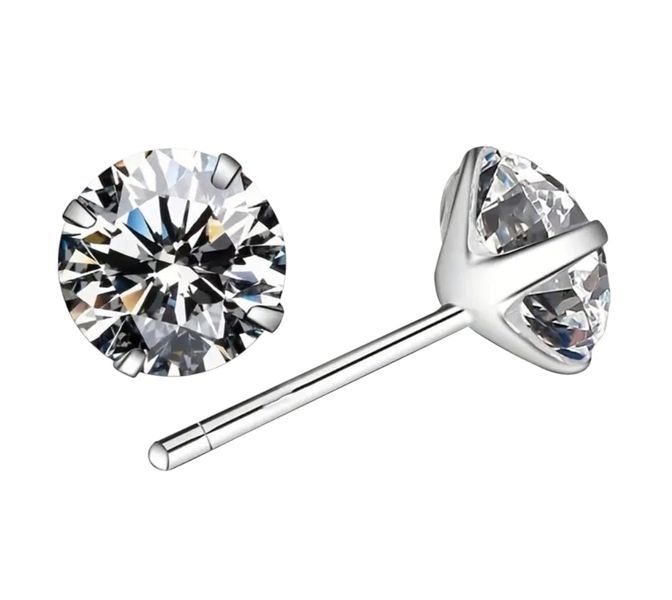 Men's 1 Carat Cubic Zirconia Stud Earrings - Sparkling Stainless Steel