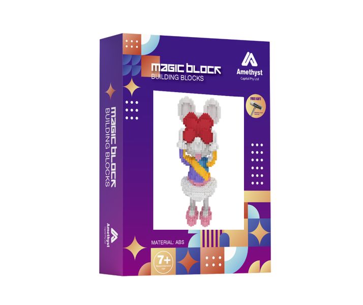 DIY 3D Cartoon Toy - Minnie Magic Building Blocks 2000 Pieces - Pink &amp; Red