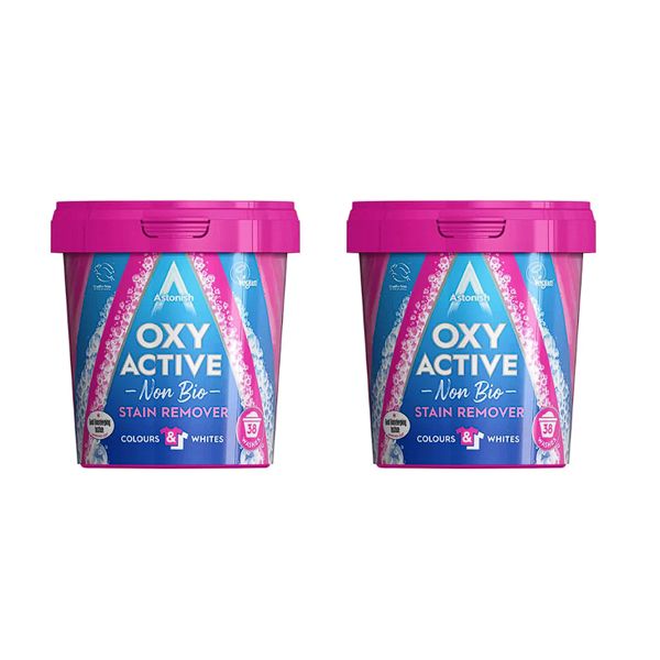 Astonish Oxy Active Non Bio Stain Remover - Colours And Whites - 2 x 625g