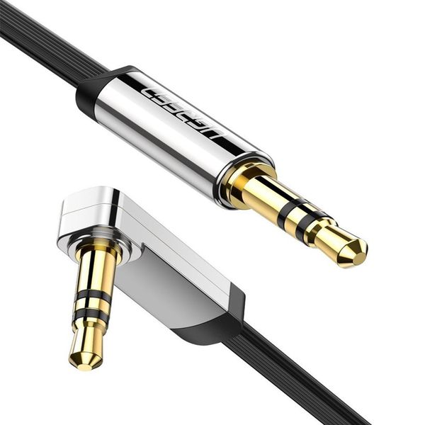 UGreen 10729 3.5mm Male to Male 90 Right Angle 5m Flat Cable-BK