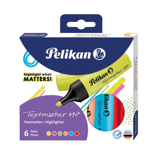 Pelikan Highlighter 490 , 6 assort. Neon colours