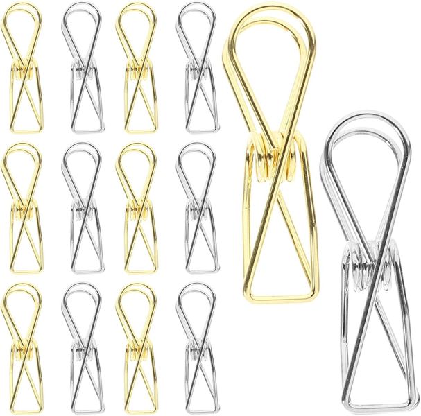 20pcs Small Metal Binder Clips, Gold and Silver Multi-Function File Clips