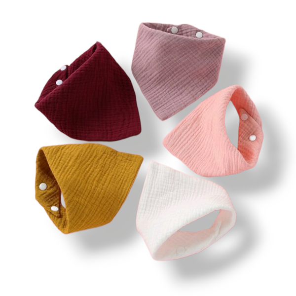 Baby Bandana Button Bibs - 5 Pieces
