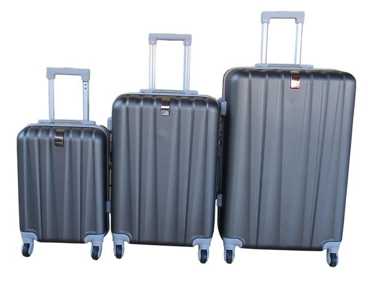 ABS Trolley Luggage Set-Durable, Lightweight, Spinner Wheels - Brown - 3-Piece