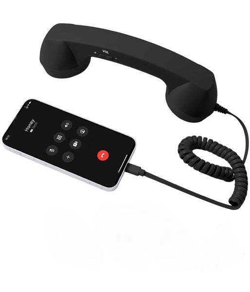 Direct-Plug Type-C Retro Wired Telephone Handset Receiver-Black