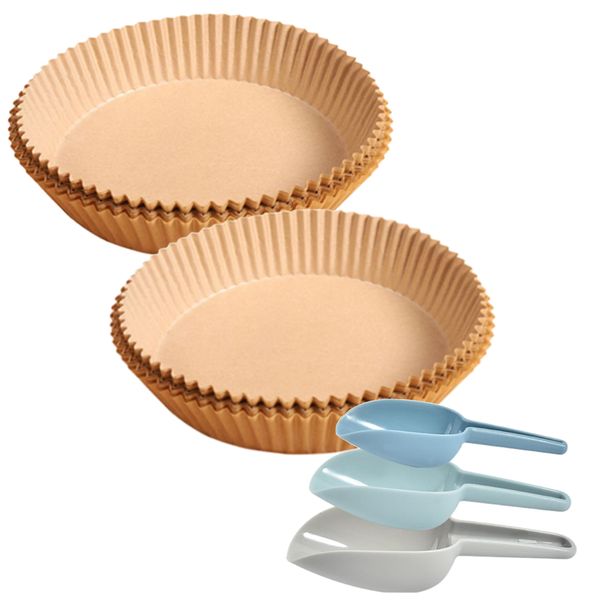 Kitchen Air Fryer 100 PCS Disposable Parchment Paper &amp; 3 PCS Chip Scoops