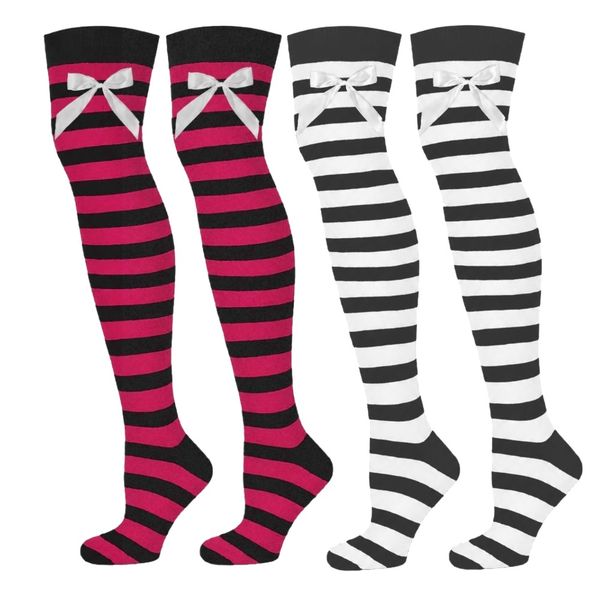 2 Pack Fashion Knee-High Socks For Teen Girls Cotton Blend Size 4-7
