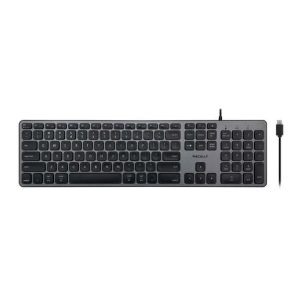 Macally Wired USB C with USB Ports Keyboard UCZKEYHUBACSG