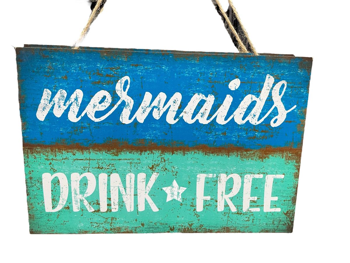 Mermaid Drink Free Wood Home Decor Wall Art Shop Today. Get it