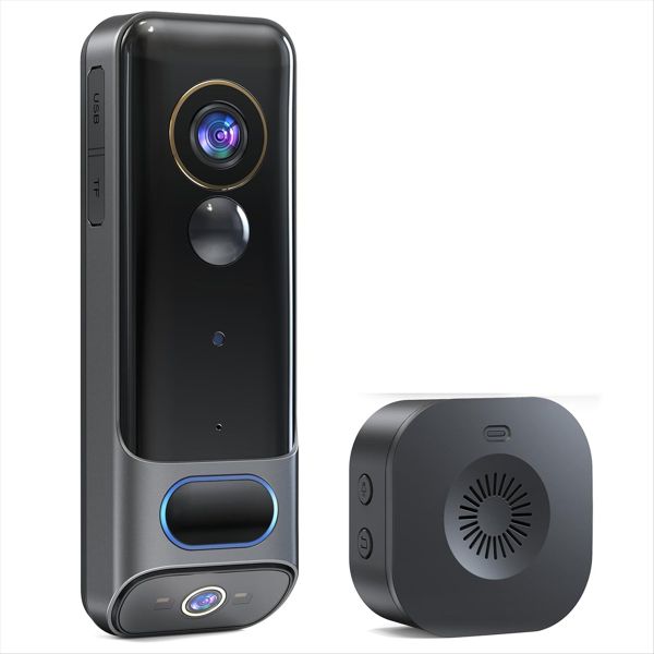 Dual Doorbell Camera Wireless No Subscription 2K Smart Door Camera