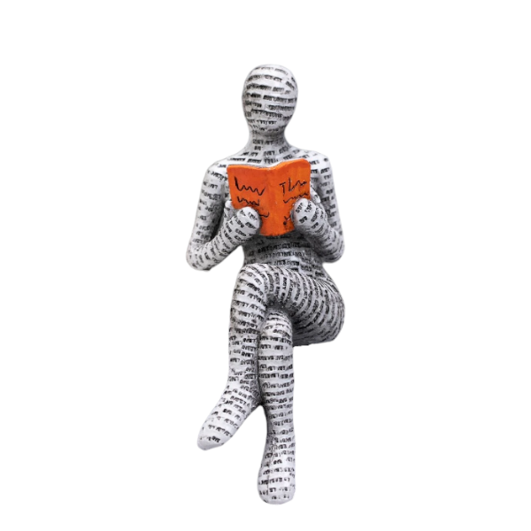 Resin Abstract Figurine Reading A Book Decoration Ornament - Grey