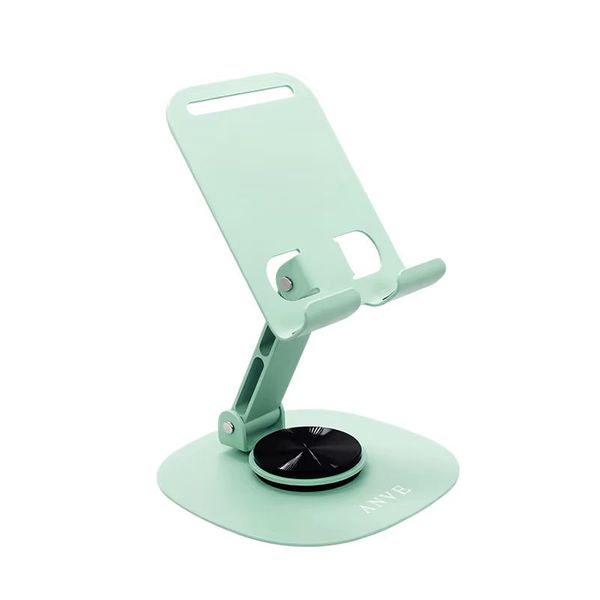 360-Degree Swivel Metal Phone Holder, Foldable Alloy Desk Stand, Black