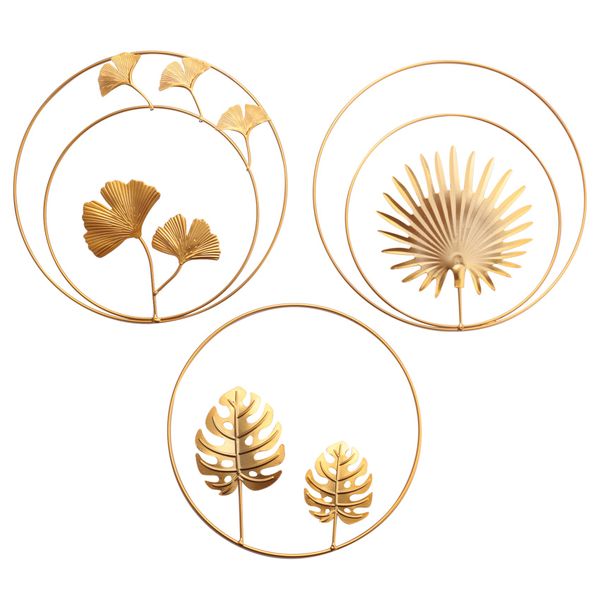 Gold Ginkgo Maple Monstera Leaf Wall Decor For Bedroom Hotel Decor