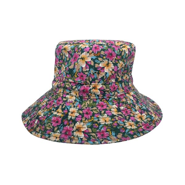 Kids Bucket Sun Hat Purple Floral Garden