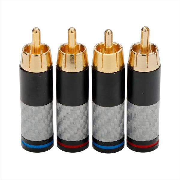 4 Pcs Hifi Carbon Fiber Rca Connectors Gold Compatible with Universal