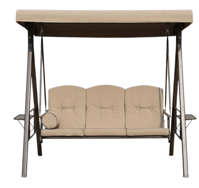 Premium 3-Seater Outdoor Garden Canopy Swing Chair with Side Trays