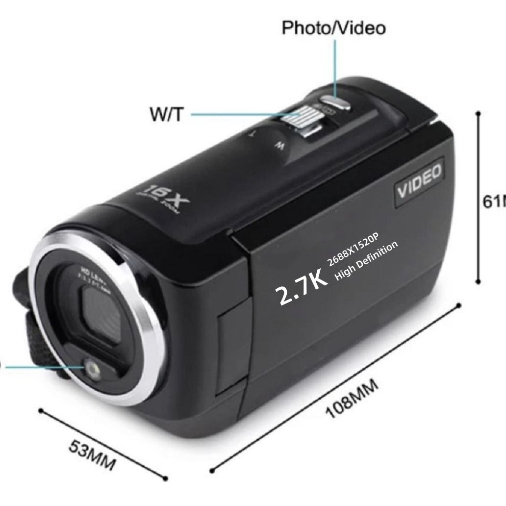 Camcorder Video Camera 56MP 16X Digital Zoom,32GB Card Two