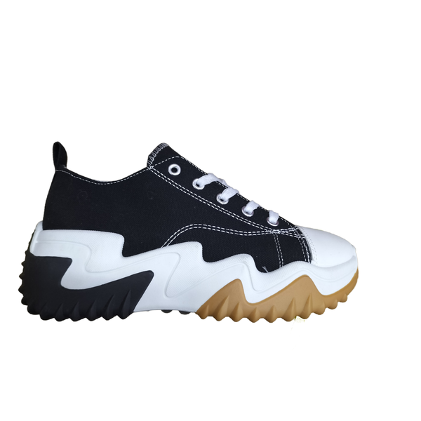 Stylish Thick Soled Flat Ladies Casual Sneakers - Black