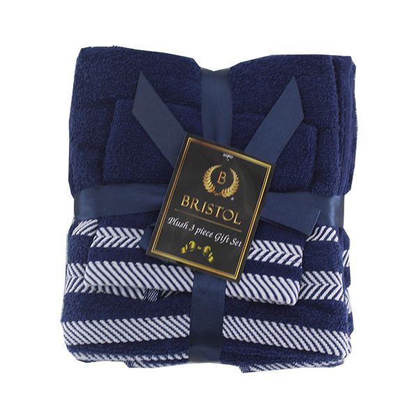 Plush 3 Piece Towel Set -Bath Towel, Hand Towel and Face Cloth -100% Cotton