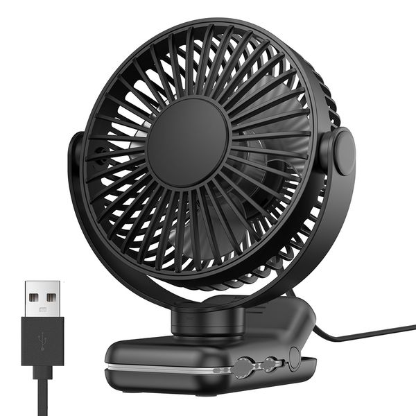 TOPK Mini Portable Clip On Fan 3 Speeds Quiet 720 Rotate Personal Fan