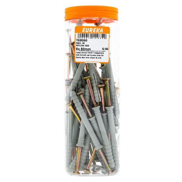 EUREKA Nail-In Anchor Nylon Countersunk 8 x 80mm Q:50 T6B080