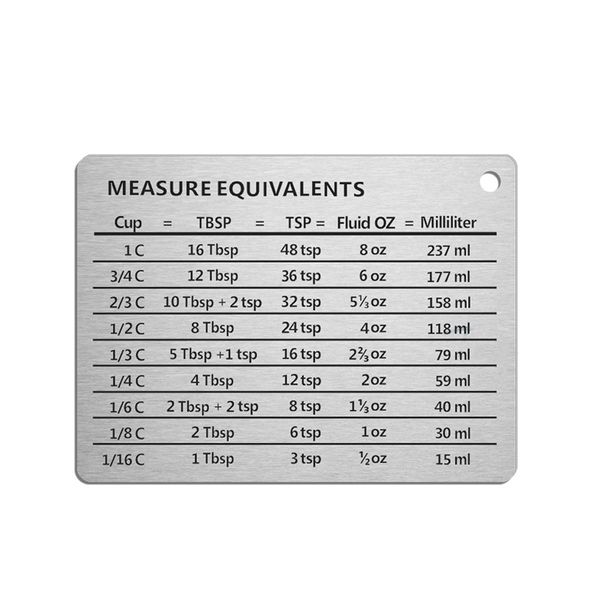 Magnetic Kitchen Conversion Chart Portable Stainless Steel Fridge Sticker