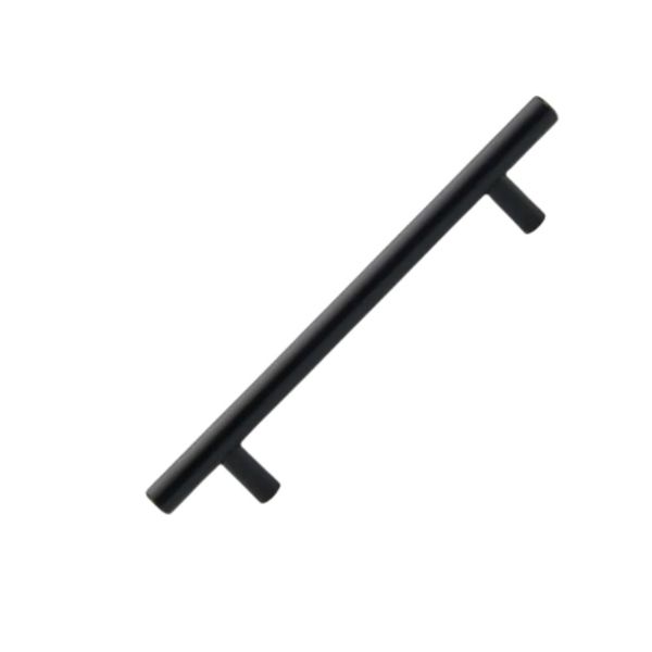 Pack of 6 x Hollow Stainless Steel Barrel Handle, Matt Black, 128mm