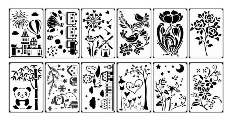 Craft Stationery Abstract Wildlife Stencils Set of 12(19cm)