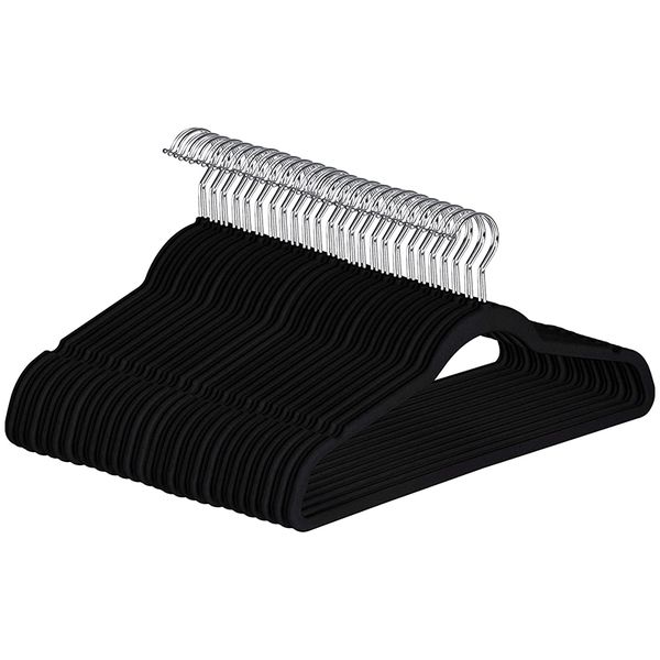 Premium Non Slip Velvet Hangers - Heavy Duty - - Black ( 25 Pack )