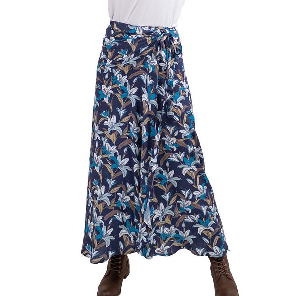 HBW011AA Classic Wrap Skirt - Navy Floral