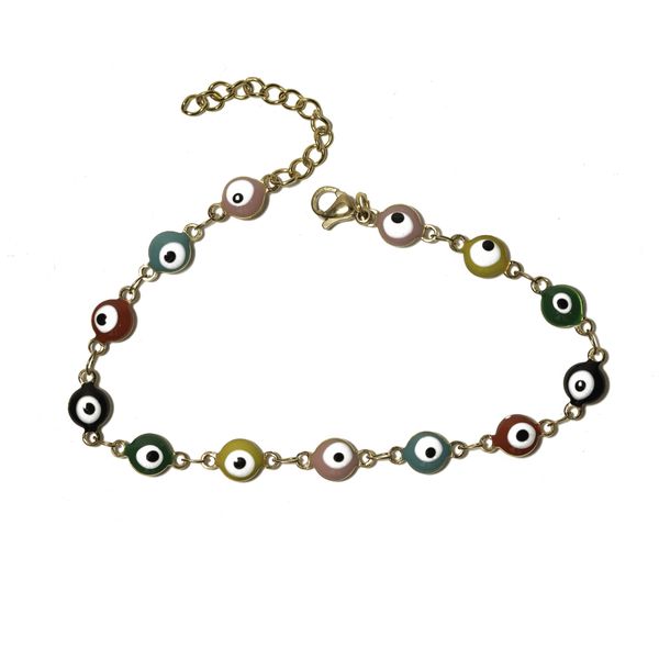 Stainless Steel Multi Coloured Evil Eye Bracelet