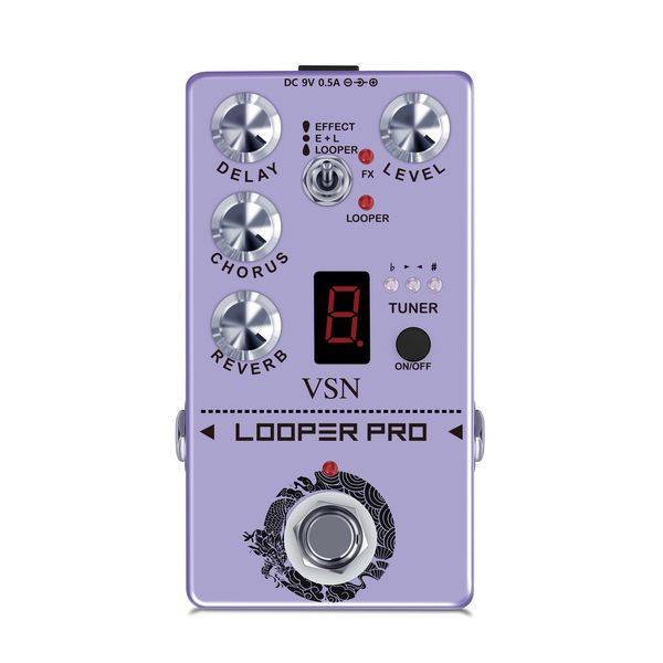 Multi-Effect Guitar Pedal: Delay, Tuner, Chorus, Reverb and a short Looper