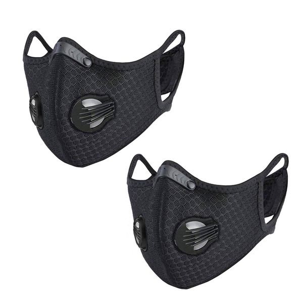 Reusable Sports Face Mask Washable with Double Valve (Pack of 2)