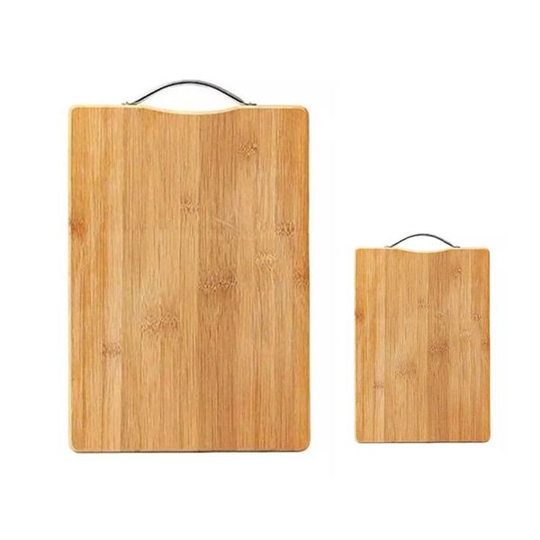 Durable Bamboo Wood Cutting Board With Handle-Set of 2
