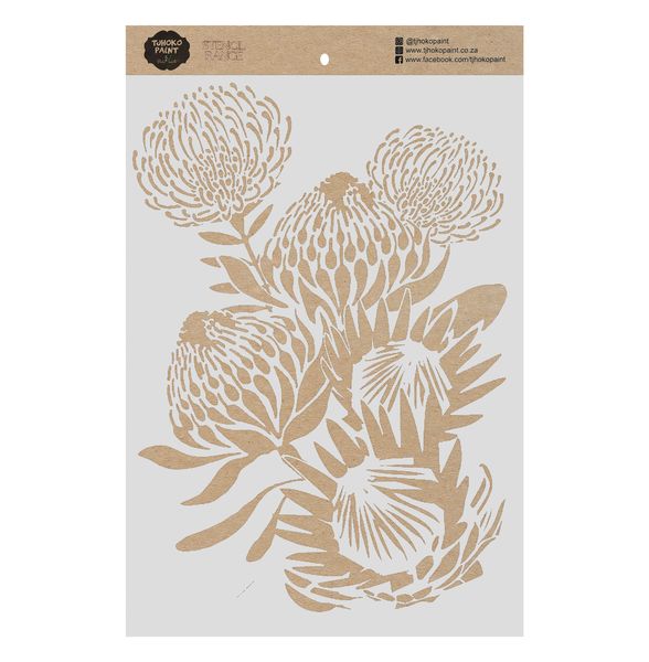 Tjhoko Paint Stencil - A3 - Protea Bouquet 1