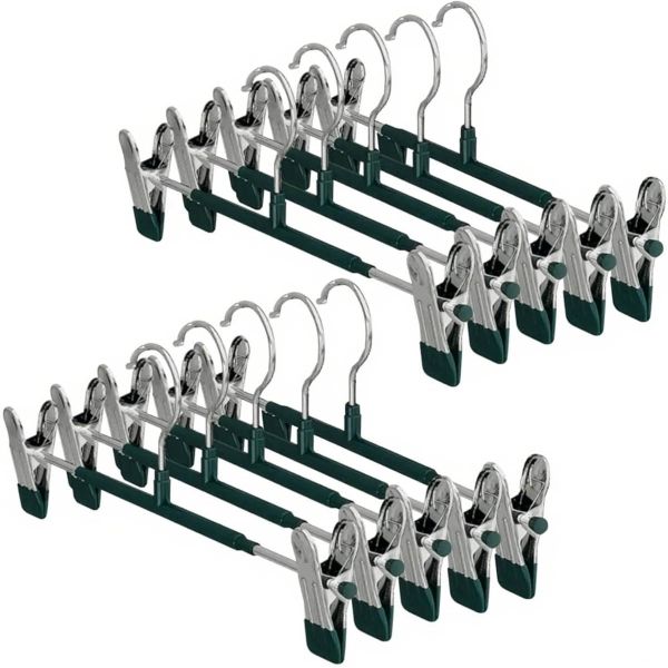 10 Pack Green Trouser Hangers, Metal Trouser Hangers