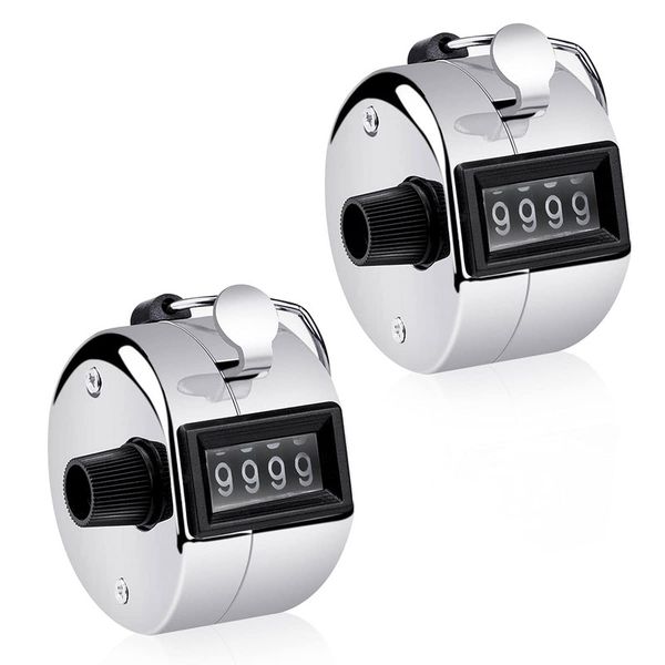 Hand Tally Counter Clicker - Tough Metal Chrome - Pack of 2