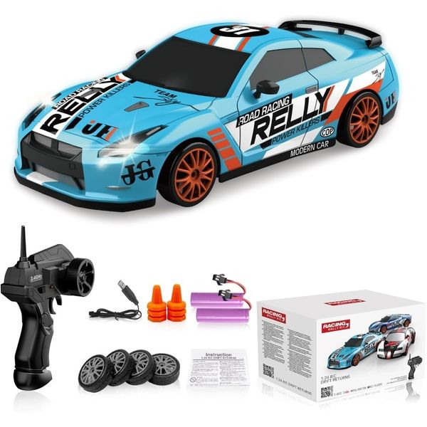 RC Drift Car 2.4GHz 1:24 Scale 4WD Remote Control Car 15KM/H High Speed