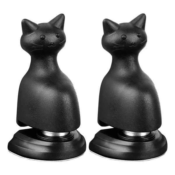 Home Decor Sitting Cat Auto Locking Magnetic Door Stopper Set of 2 (9cm)