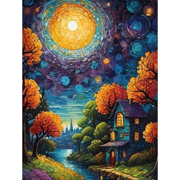 Diamond Kit - Starry Sky Village, Unframed Christmas Decor