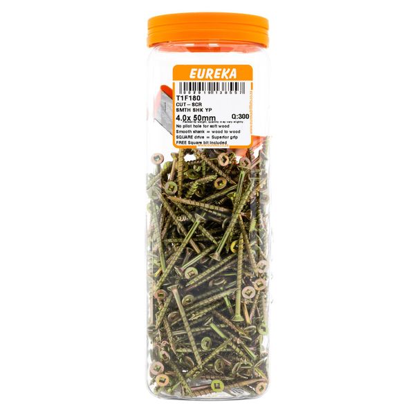 EUREKA Cut-Screw Smooth Shank Yellow Passivated 4 x 50mm Q:300 T1F180