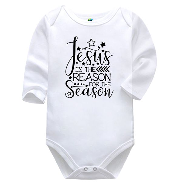 Jesus Is The Reason Christmas Festive Baby Vest Bodysuit Onesie Long Sleeve