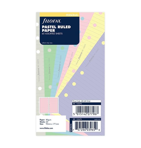Organiser Personal Ruled Note Paper Assorted Pastle Colours