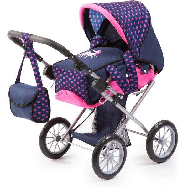 Bayer City Star Pram with Bag - Pink/Blue - Unicorn 65cm Tall