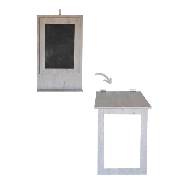 Fold Up Wall Mounted Desk &amp; Blackboard 100x60cm - Wood Marble