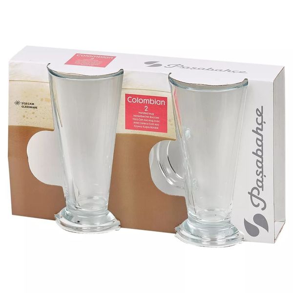 Pasabahce Colombian Glass Coffee Cup 265ml | 2-Piece Set | Hot Drinks