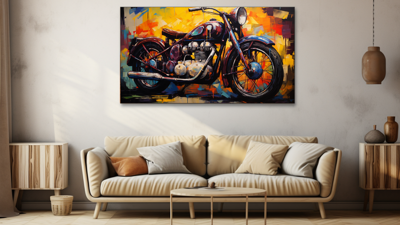 Canvas Wall Art - Timeless TriumphBike Abstract - HD0166