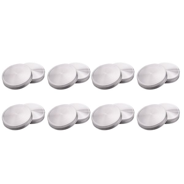 8 Pcs Stainless Steel Jar Lids 86Mm Sealed Leak Proof Cover Silicone