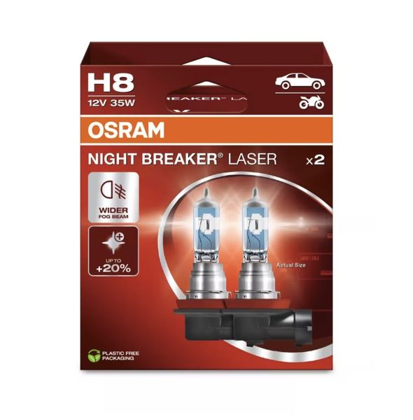 Osram Night Breaker Laser H8 Headlight Bulb Set (2 x Bulbs)