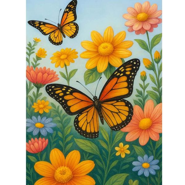 Butterfly Diamond Painting Kit, 5D Full Drill, Monarch Art